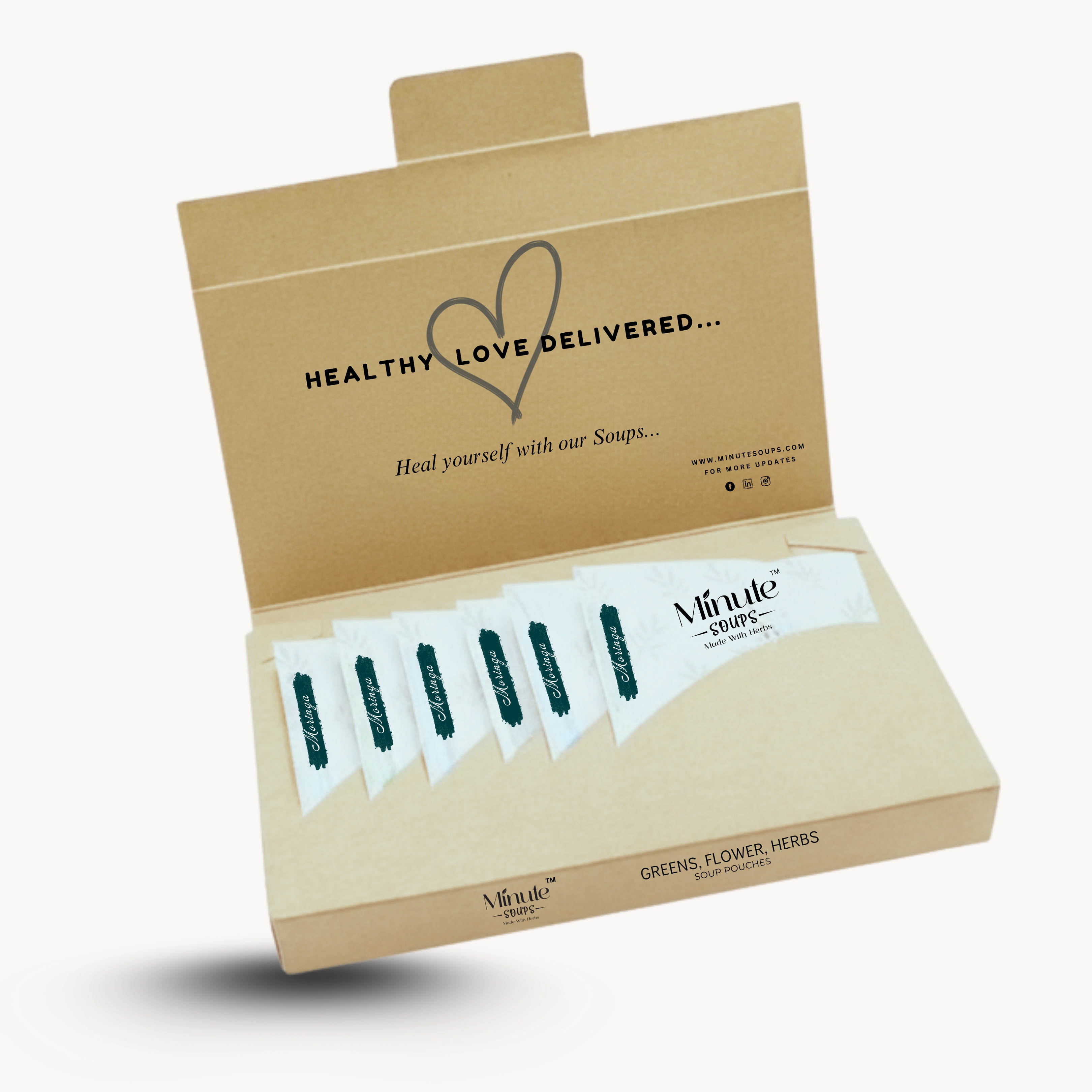 Finished Minute Soups moringa blend in product packaging