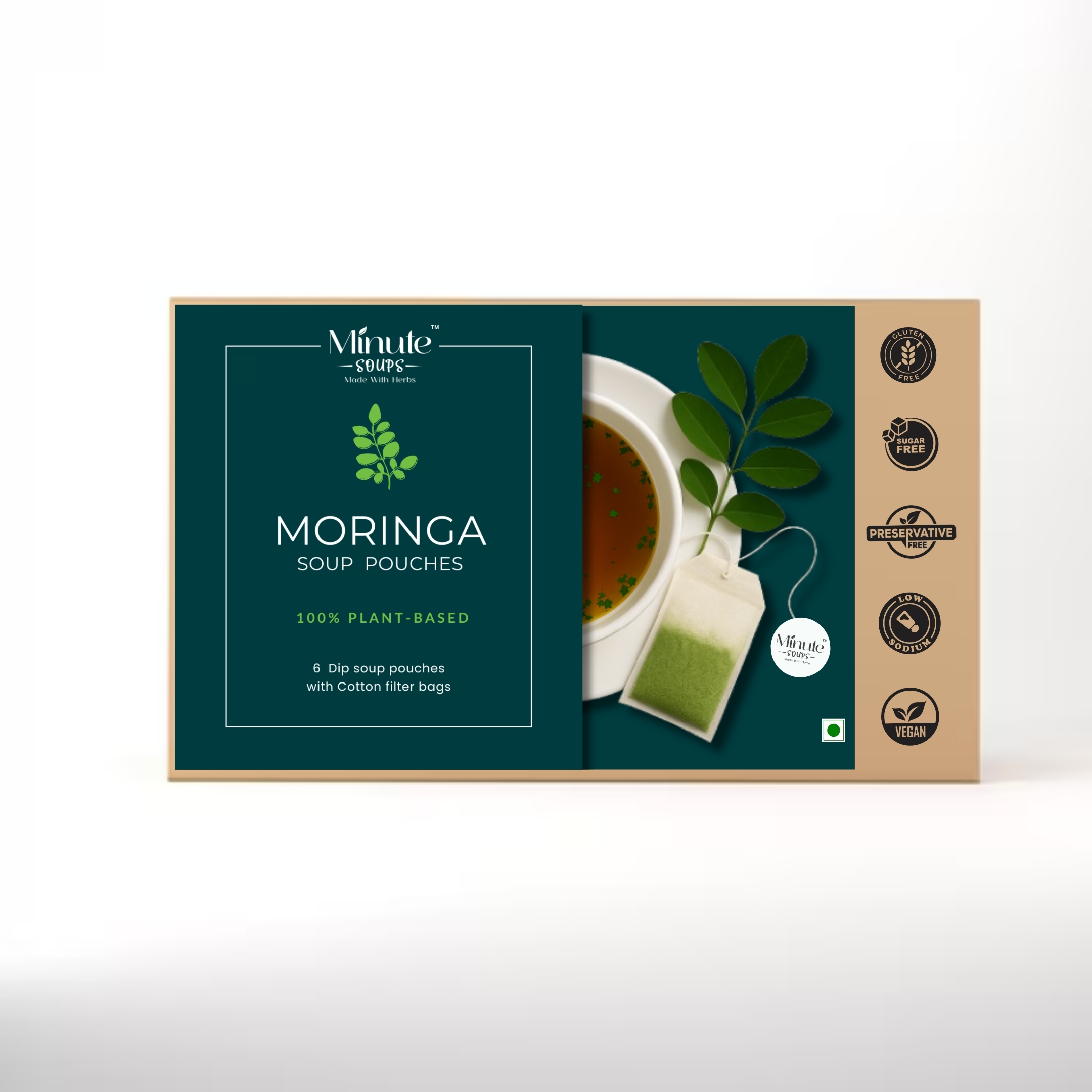 Raw and natural moringa ingredients before blending